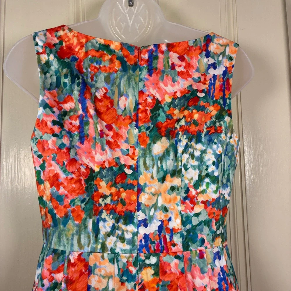 Talbots Petites Dress 2P Fit and Flare floral sleeveless garden party wedding - Picture 3 of 8